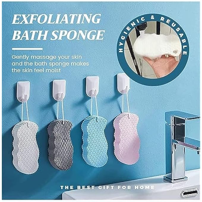 Pore Aluchy 2 Pcs Super Soft Exfoliating Bath Sponge - Exfoliating Sponge Shower Brush, Exfoliating Bath Sponge, Ultra Soft 3D Exfoliating Bath Body Shower Sponge (A) - Image 2